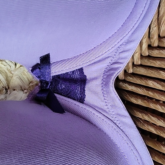 Ambrielle organic cotton full coverage purple bra, 32DD - Picture 2 of 11